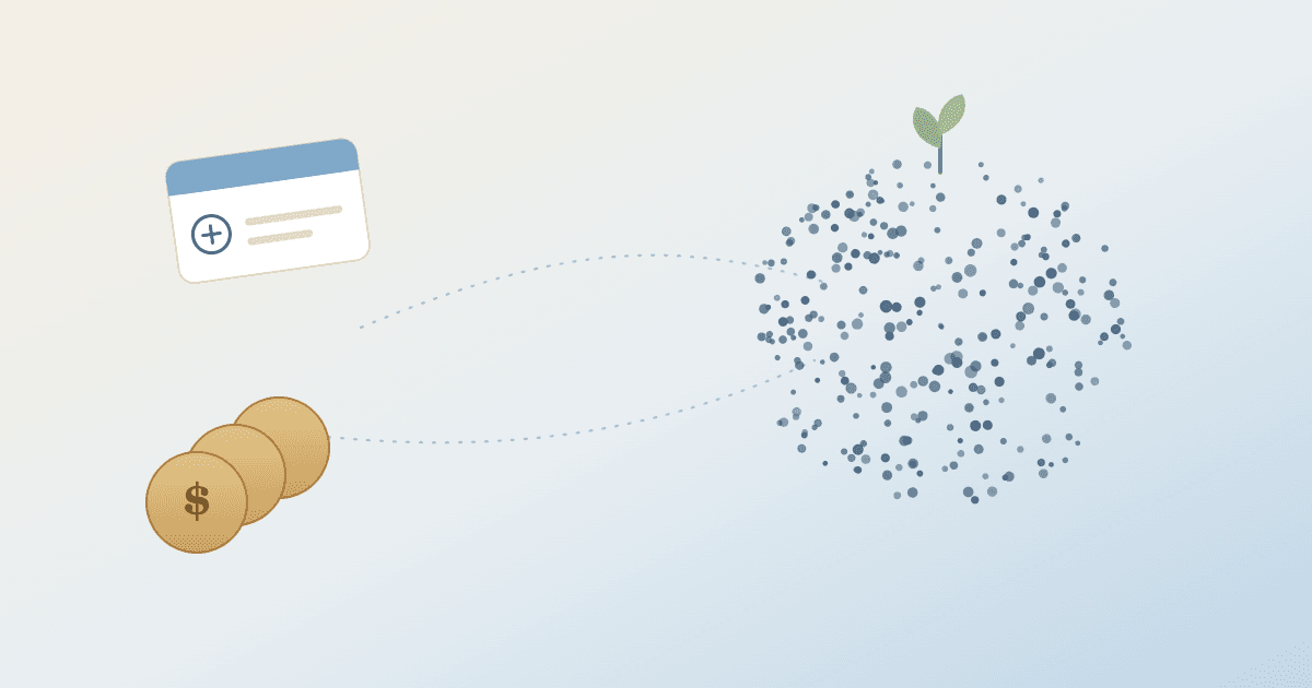 Illustration of a coin stack and insurance card both connecting to a dotted cluster with a small sprout growing from it, representing the two paths to funding therapy.